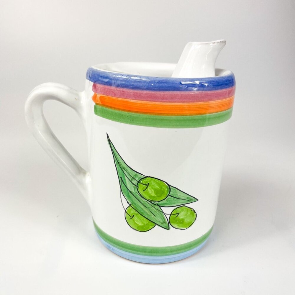 Caleca Italy Hand-Painted Italian Ceramic Olive Oil Dispenser Jug